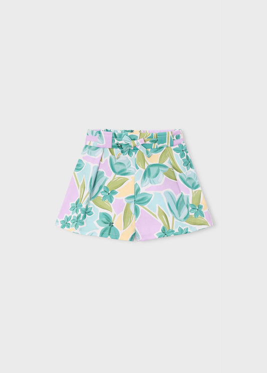 Printed pleated skirt trousers for girls