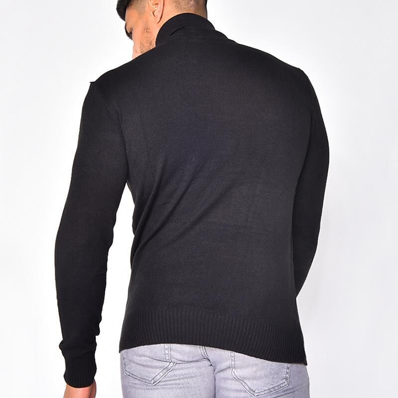 Herren Rollkragenpullover einfarbig Basic Strickpullover