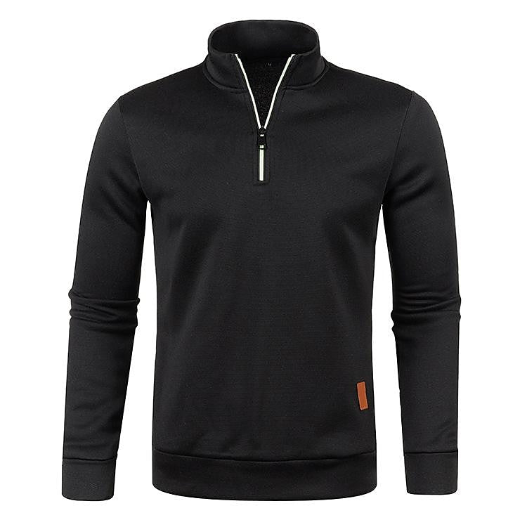 Herren Stehkragen Half Zip Langarm Dünner Fleece Pullover