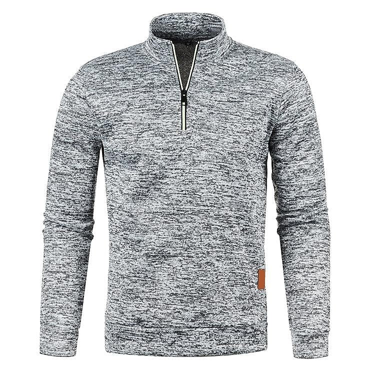 Herren Stehkragen Half Zip Langarm Dünner Fleece Pullover