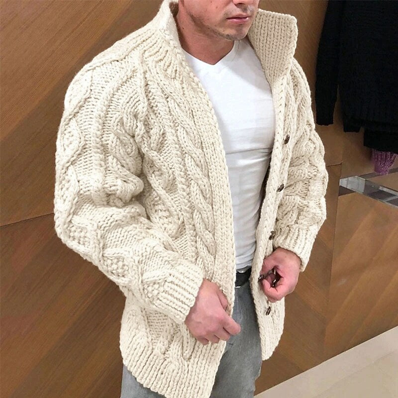 Herren-Cardigan mit Stehkragen in Unifarben