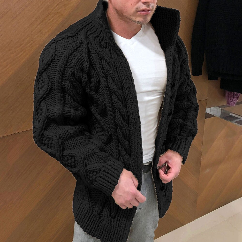 Herren-Cardigan mit Stehkragen in Unifarben