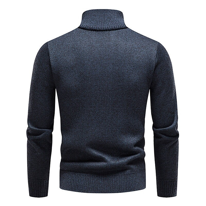 Herren Stehkragen Color Block Fleece-Pullover mit halbem Reißverschluss