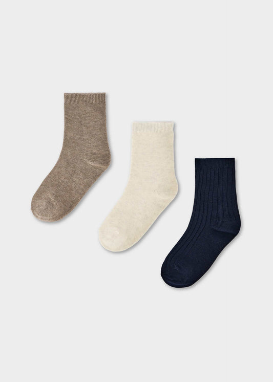 Set of 3 plain socks for boys