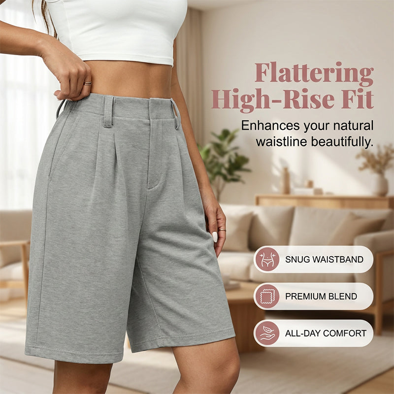 Women's High Waisted Pleated Casual Shorts