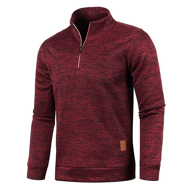 Herren Stehkragen Half Zip Langarm Dünner Fleece Pullover