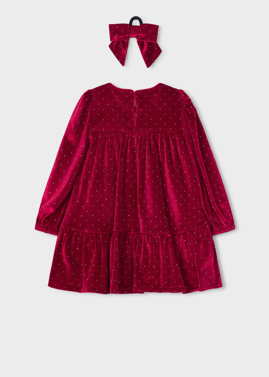 Velvet dress with a hairband for girls