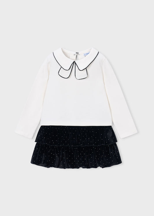 Velvet skirt and T-shirt set for girls
