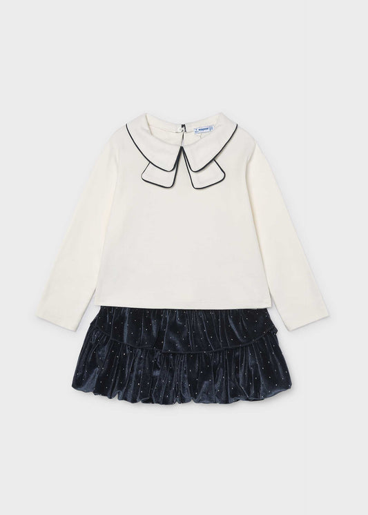 Velvet skirt and T-shirt set for girls