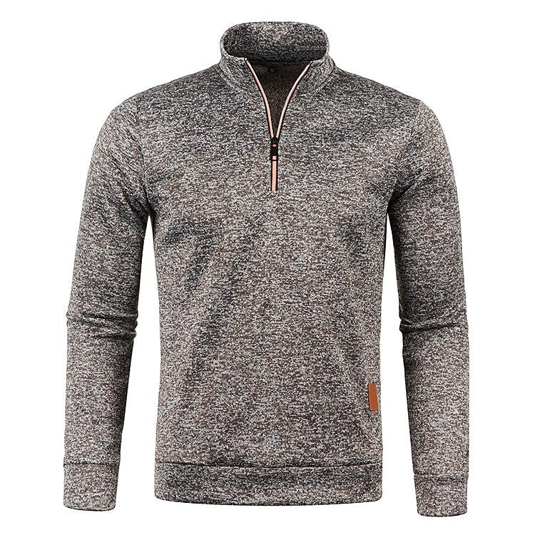 Herren Stehkragen Half Zip Langarm Dünner Fleece Pullover